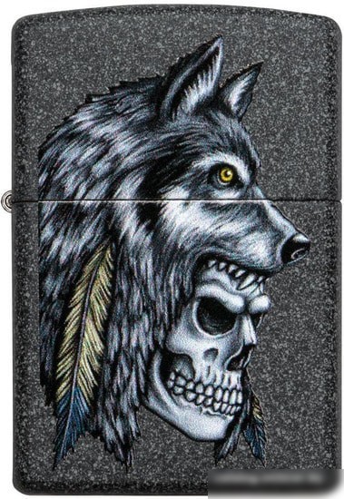 Зажигалка Zippo Wolf Skull Feather Design 29863-000003
