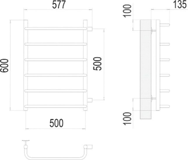 Полотенцесушитель TERMINUS Стандарт П6 500x600 бп