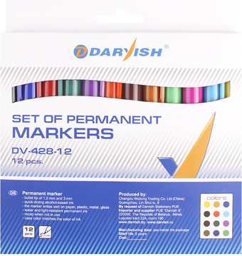 Маркер перманентный Darvish DV-428-12