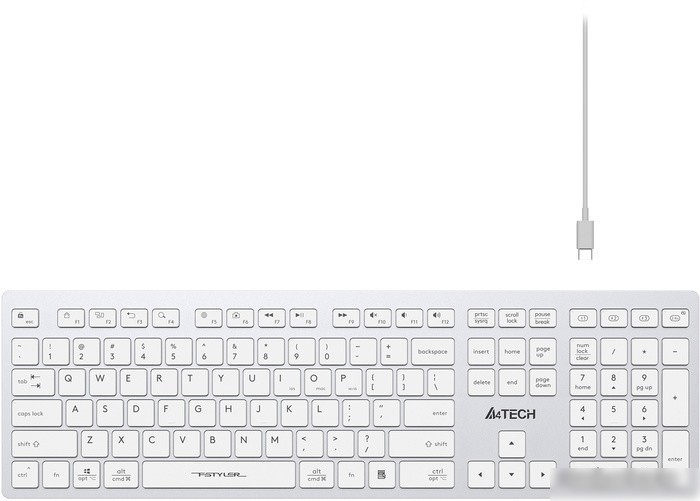 Клавиатура A4Tech Fstyler FBX50C (серебристый/белый)