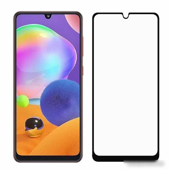 Защитное стекло Case Full Glue для Galaxy A31 (черный глянец)