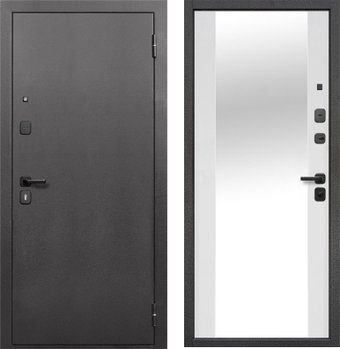 Металлическая дверь Guard Зеркало 86x205 правая (серебристый/белый матовый)