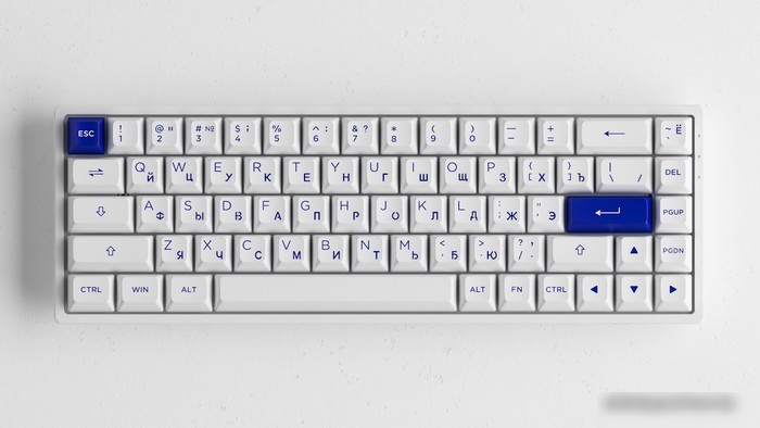 Клавиатура Akko 3068B Plus White & Blue (Akko CS Jelly Pink)
