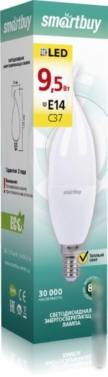 Светодиодная лампа SmartBuy C37Can E14 9.5 Вт 3000 К SBL-C37Can-9_5-30K-E14