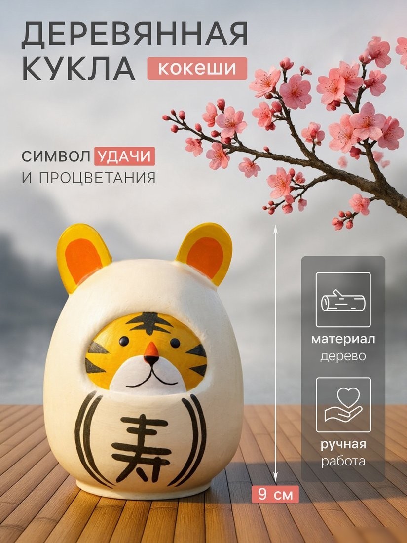 Статуэтка Sima-Land Японская кукла кокеши Тигренок 10465097