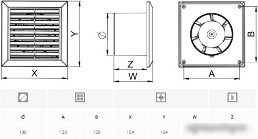 Осевой вентилятор Awenta Classic 100 WC100W