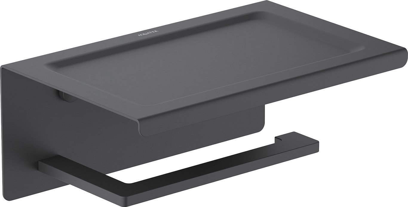 Держатель для туалетной бумаги Aquatek Либра AQ4309MB (с полкой, черный матовый)