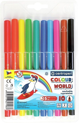 Фломастеры Centropen Цветной мир Пингвины 7550/10 TP (10 шт)