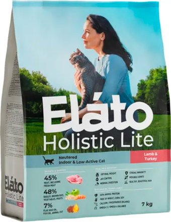 Сухой корм для кошек Elato Holistic Lite Для стерилизованных кошек с ягненком и индейкой (7кг)