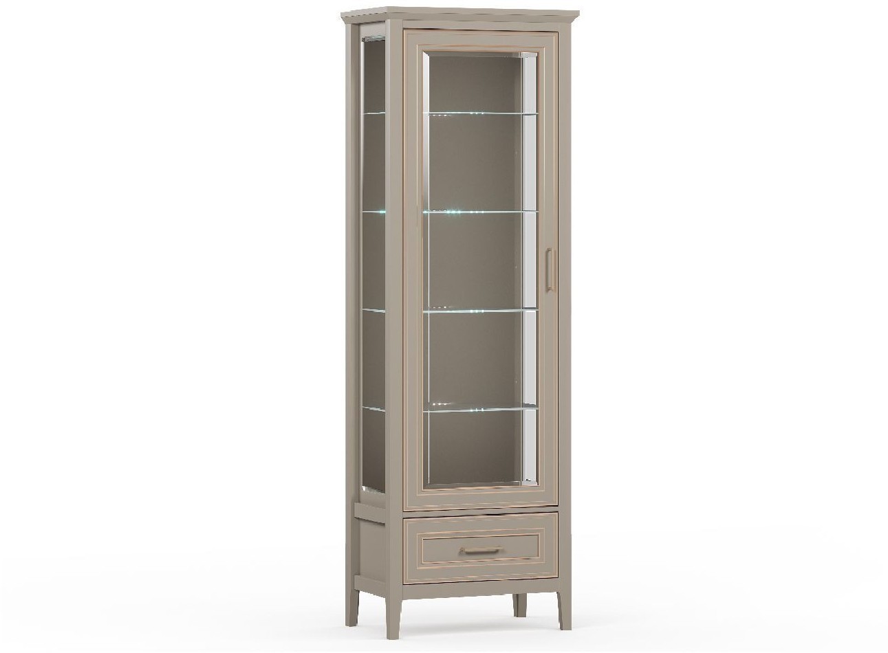 Шкаф-витрина BRW Classic REG1W1SZK с подсветкой (глиняный серый)
