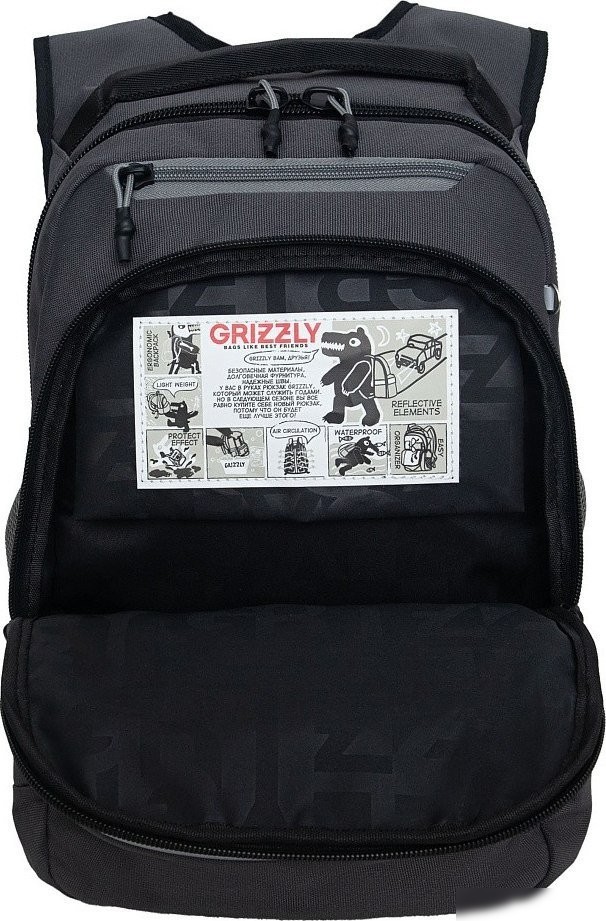 Школьный рюкзак Grizzly RB-450-3f (серый)