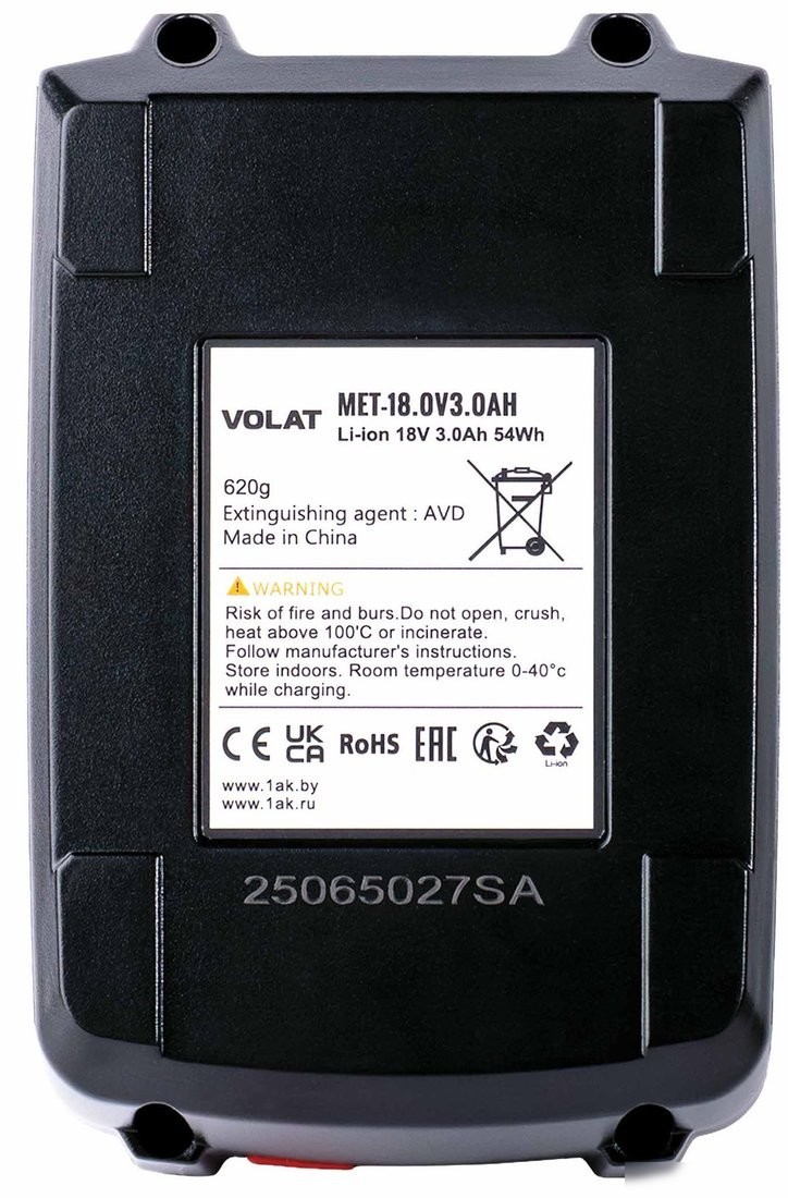 Аккумулятор VOLAT MET-18.0V3.0 (18В/3 Ah)