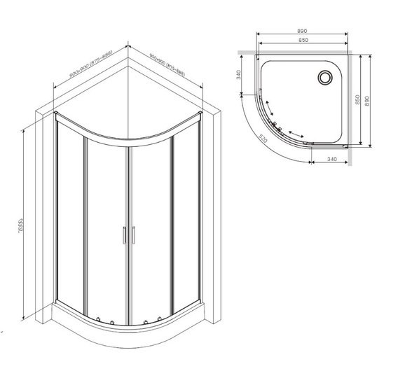 Душевой уголок AM.PM Gem W90G-401-090BT 90x90