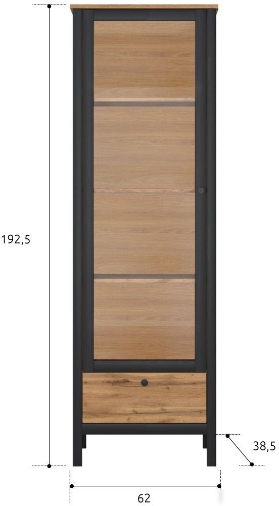 Шкаф-витрина BRW Loft REG1W1S (дуб вотан/черный)