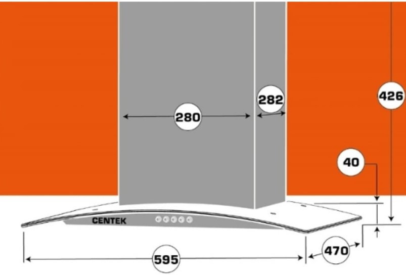Кухонная вытяжка CENTEK СТ-1825-60 (сталь)