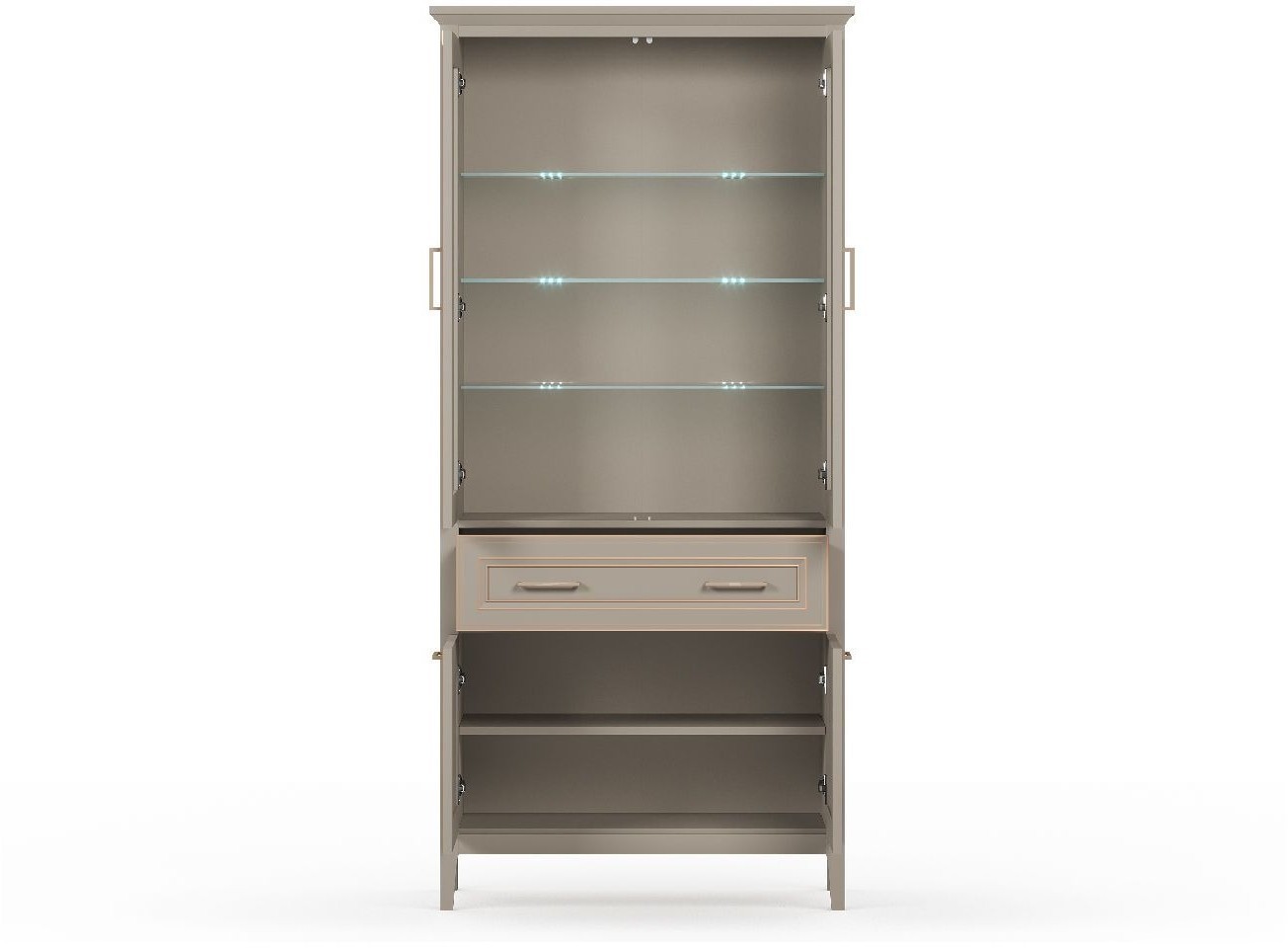 Шкаф-витрина BRW Classic REG2W2D1S с подсветкой (глиняный серый)