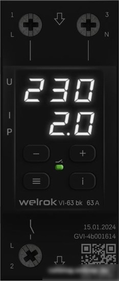 Реле напряжения Welrok VI-63 (черный)