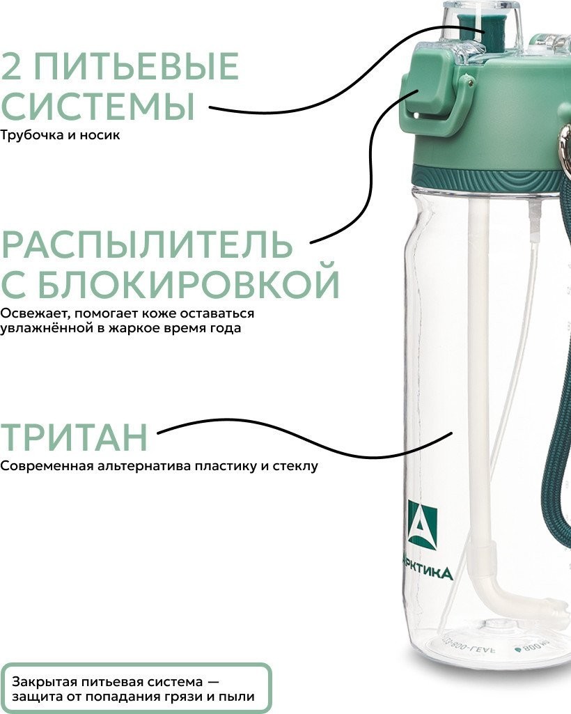 Бутылка для воды Арктика 723-800-LEAF (хвоя)