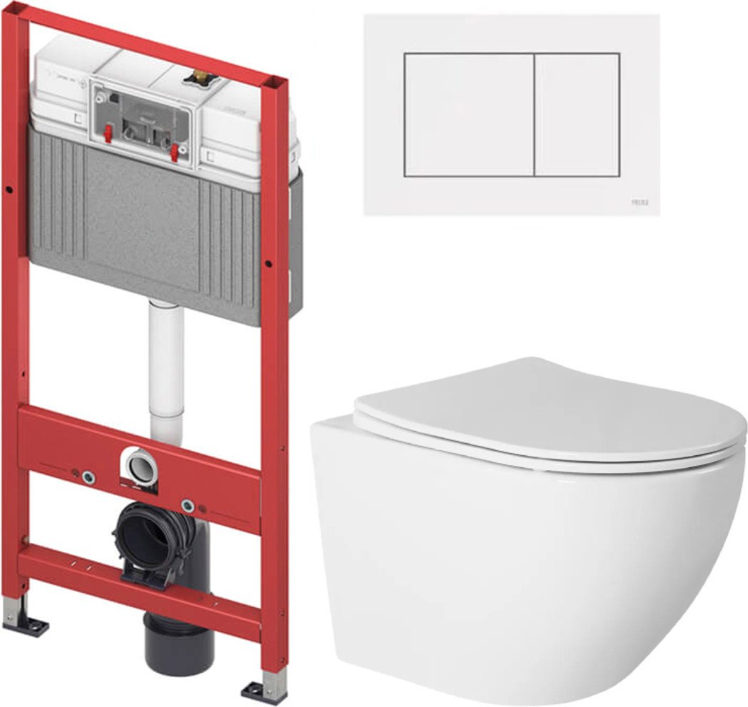 Унитаз подвесной Saniteco Torando T-203W + TECE Kit 9400413 (с кнопкой белый)
