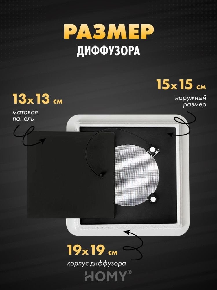 Вентиляционная решетка HOMY AIR квадратный AS100B 15x15 (черная)