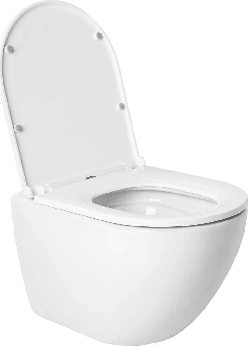 Унитаз подвесной Saniteco KW-9003W Single (безободковый) + Ани Пласт WCP1430