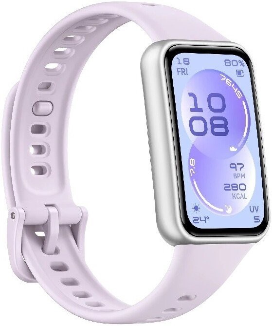 Фитнес-браслет Huawei Band 11 (серебристый полимерный корпус, с сиреневым силиконовым ремешком, международная версия)