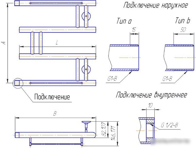 Полотенцесушитель Gloss & Reiter Модерн М3 50х50