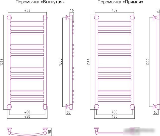 Полотенцесушитель Сунержа Богема+ 1000x400 00-0220-1040