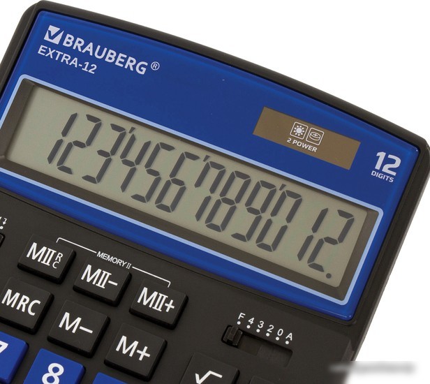 Бухгалтерский калькулятор BRAUBERG Extra 12-BKBU 250472 (черный/синий)