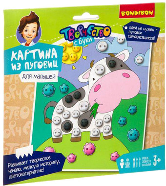 Набор для создания поделок/игрушек Bondibon Картина из пуговиц. Коровка ВВ3812
