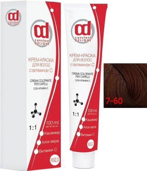 Крем-краска для волос Constant Delight Crema Colorante 7/60 средне-русый шоколадно-натуральный