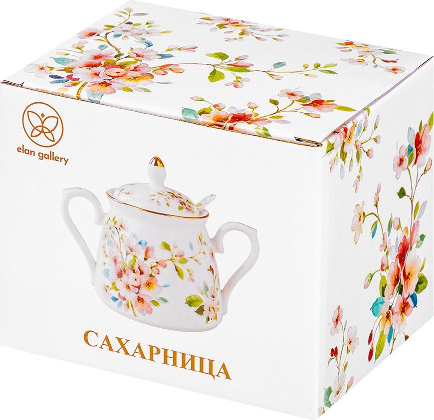 Сахарница Elan Gallery Яблоневый цвет на белом New Bone China 420787