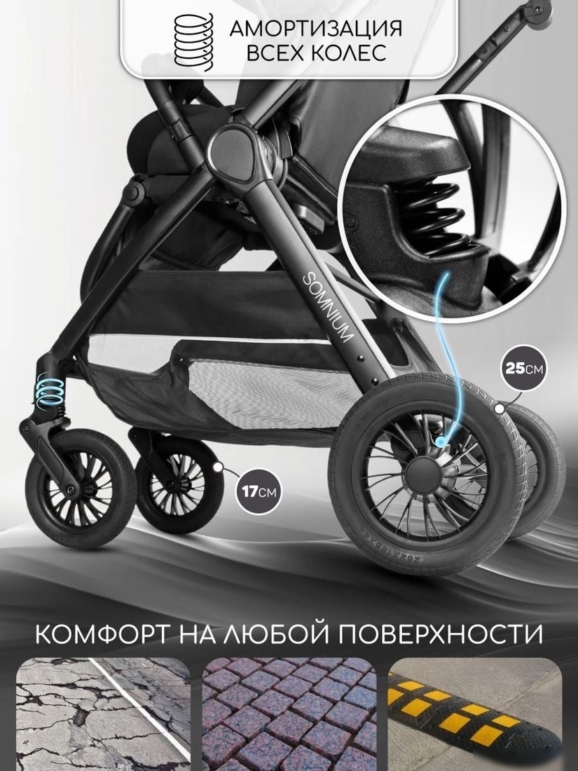 Коляска прогулочная «книга» Amarobaby Somnium AB25-10SOMNIUM/09 (черный)