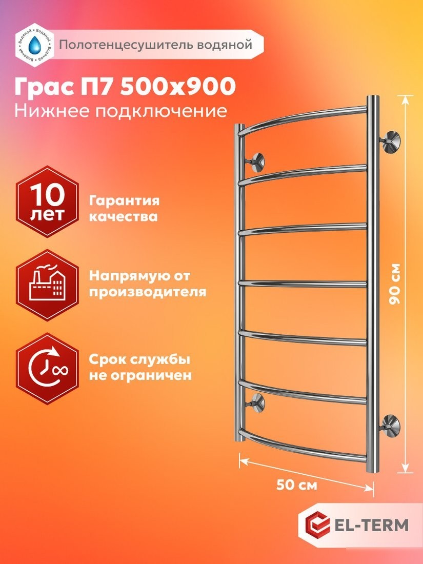 Полотенцесушитель El-term Грас П7 500x900