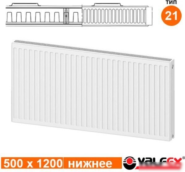 Стальной панельный радиатор Valfex Steel Universal VC 21 500х1200 VF.VC.21.500.1200 (с нижним подключением)
