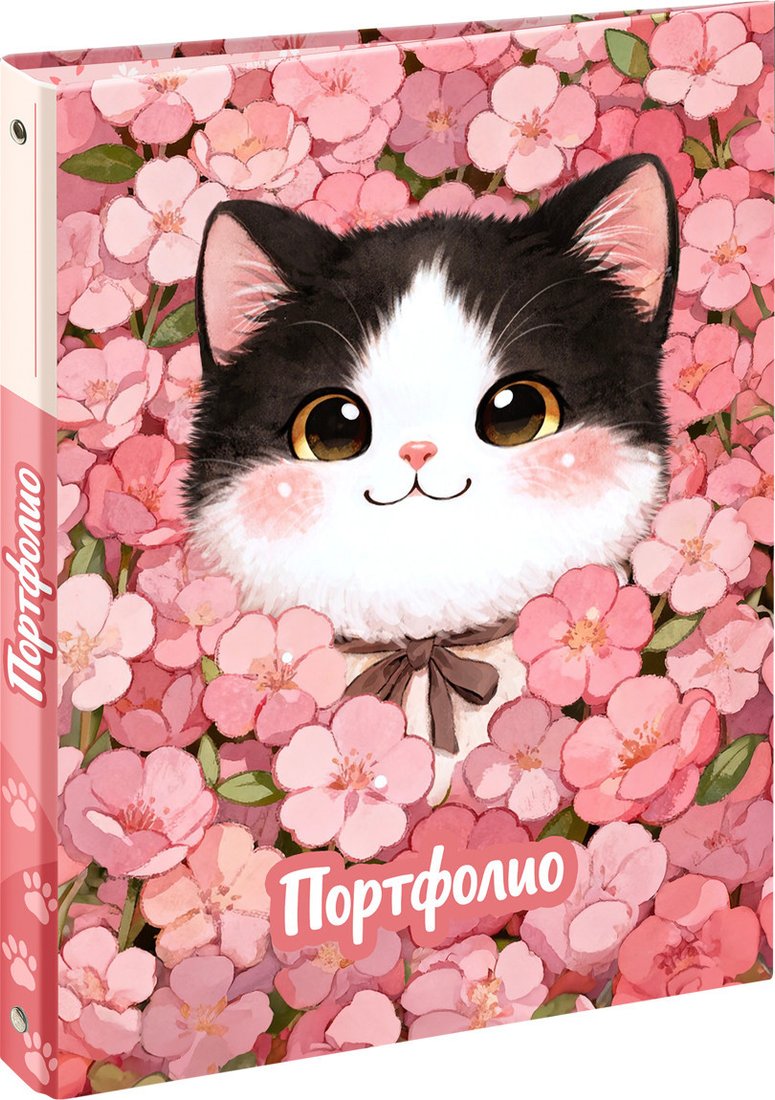 Папка адресная BG Портфолио для школьницы. Котенок в цветах ПФ_72384