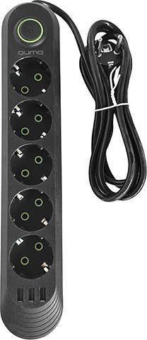 Сетевой фильтр QUMO Power Bar Light SPFS P-0009 51555 (3 м, черный)