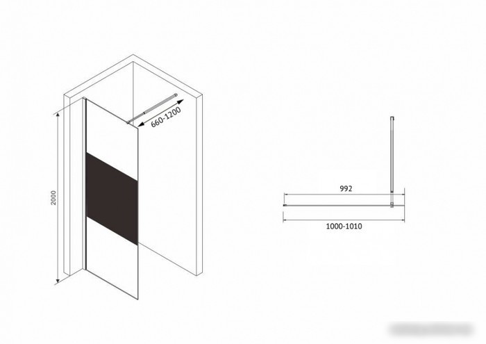 Душевая стенка Abber Immer Offen AG69100BT