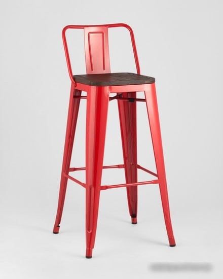Стул Stool Group TOLIX WOOD со спинкой барный (красный) глянцевый