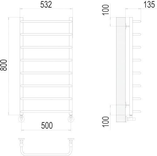 Полотенцесушитель TERMINUS Стандарт П8 500x800 нп