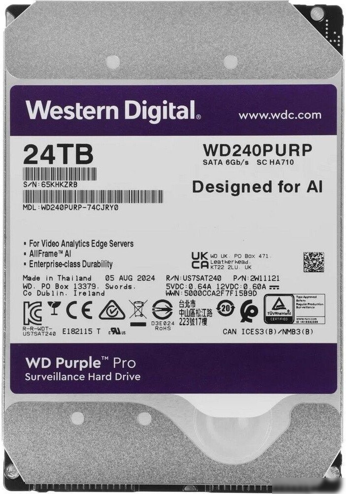 Жесткий диск WD Purple Pro 24TB WD240PURP