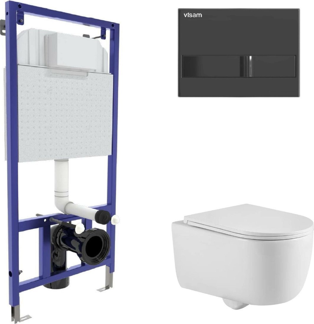 Унитаз подвесной Berges Wasserhaus Tornas Rimless + Visam Slim 525 EX-043411 (с кнопкой, с сиденьем)