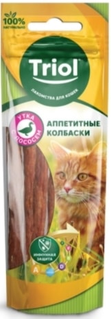 Лакомство для кошек Triol Колбаски из утки с лососем (40 г)