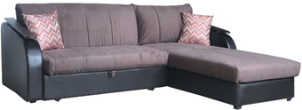 Угловой диван Асмана Магнат 1.4 (ридли 07/банни 13/кожзам коричневый)