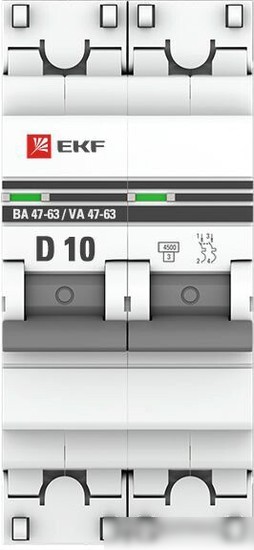Выключатель автоматический EKF ВА 47-63 2P 10А (D) PROxima mcb4763-2-10D-pro