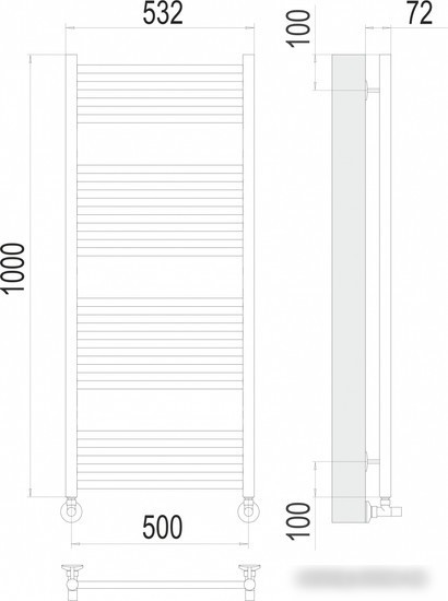 Полотенцесушитель TERMINUS Аврора П20 500x1000 нп (сатин)