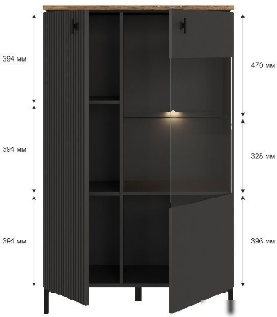 Шкаф распашной BRW San Gimignano REG1D1W/140 с подсветкой (антрацитовый/дуб нокс)
