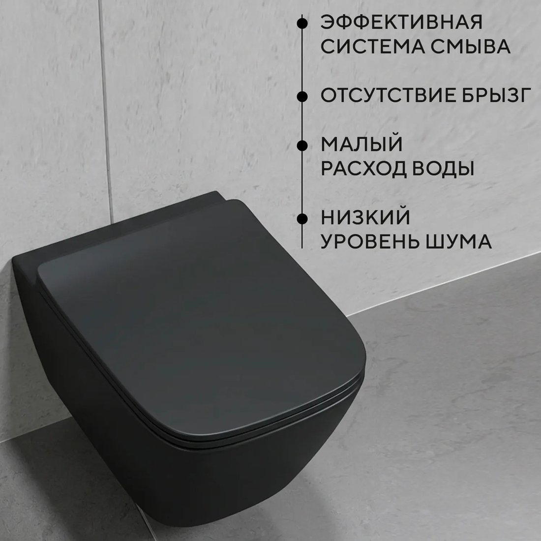 Унитаз подвесной Lauter Magdeburg 21103EC + 21901001 + 219702F (черный матовый с кнопкой смыва белый)