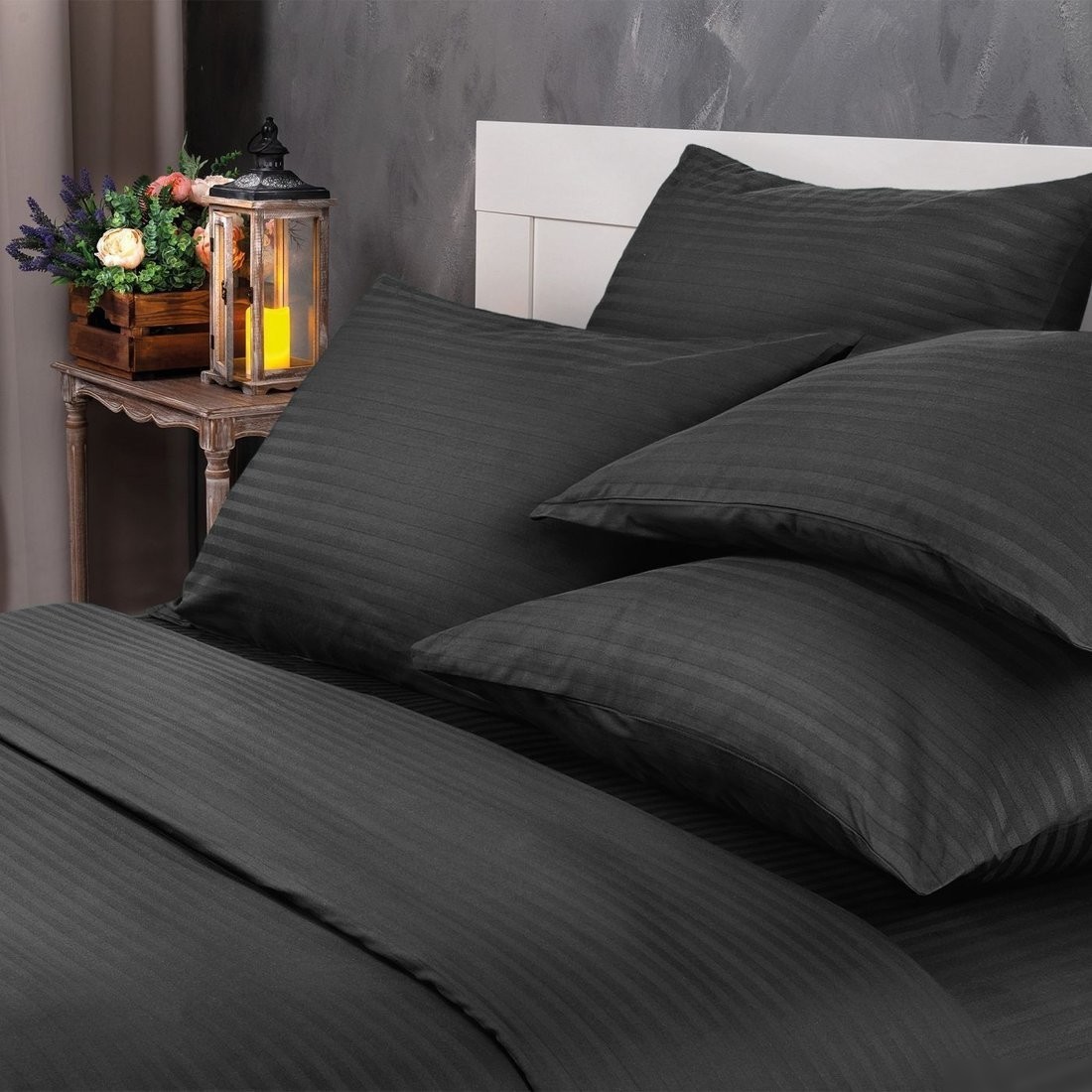 Постельное белье Verossa Stripe Евро 929793 (50x70, 2шт, 70x70, 2шт, Black)