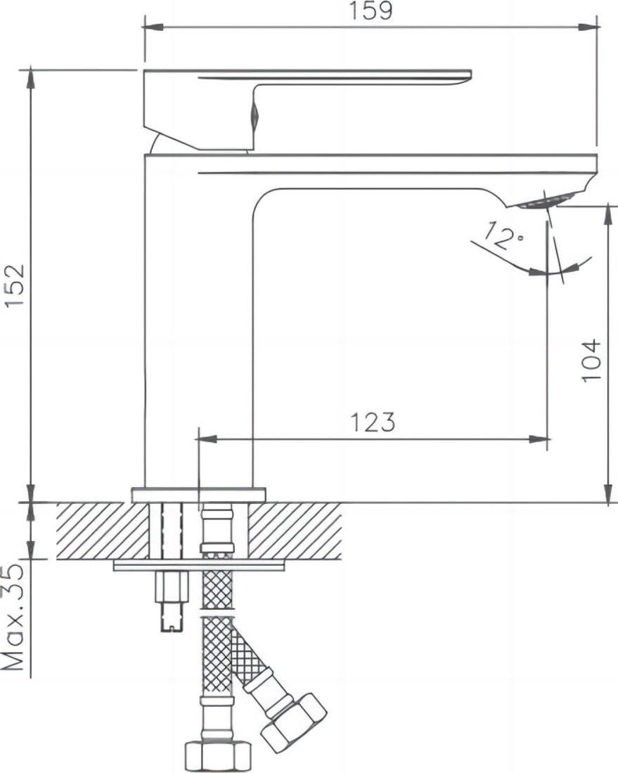 Умывальник Lauter 21441B + Moon 21СК691BS с сифоном 21635B (черный матовый)